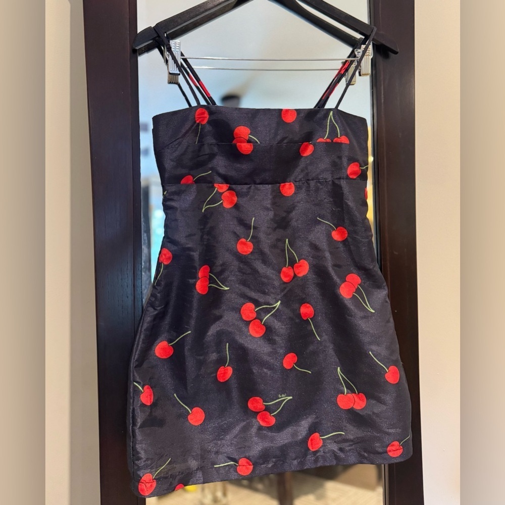 NWT START ENDLESS Navy Dress with Red Cherry Print (S)